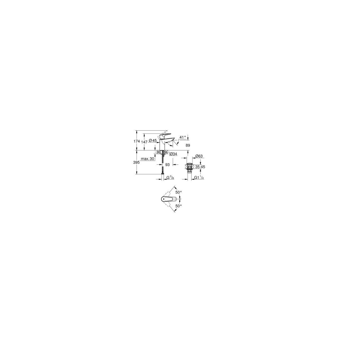 Bateria Umywalkowa Start Edge FastFixation Rozmiar S Chrom 24199001 Grohe Bateria Umywalkowa Start Edge FastFixation Rozmiar S Chrom 24199001 Grohe