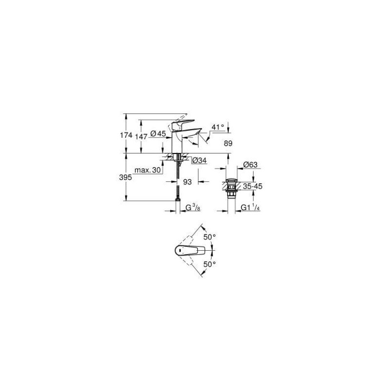 Bateria Umywalkowa Start Edge FastFixation Rozmiar S Chrom 24199001 Grohe Bateria Umywalkowa Start Edge FastFixation Rozmiar S Chrom 24199001 Grohe