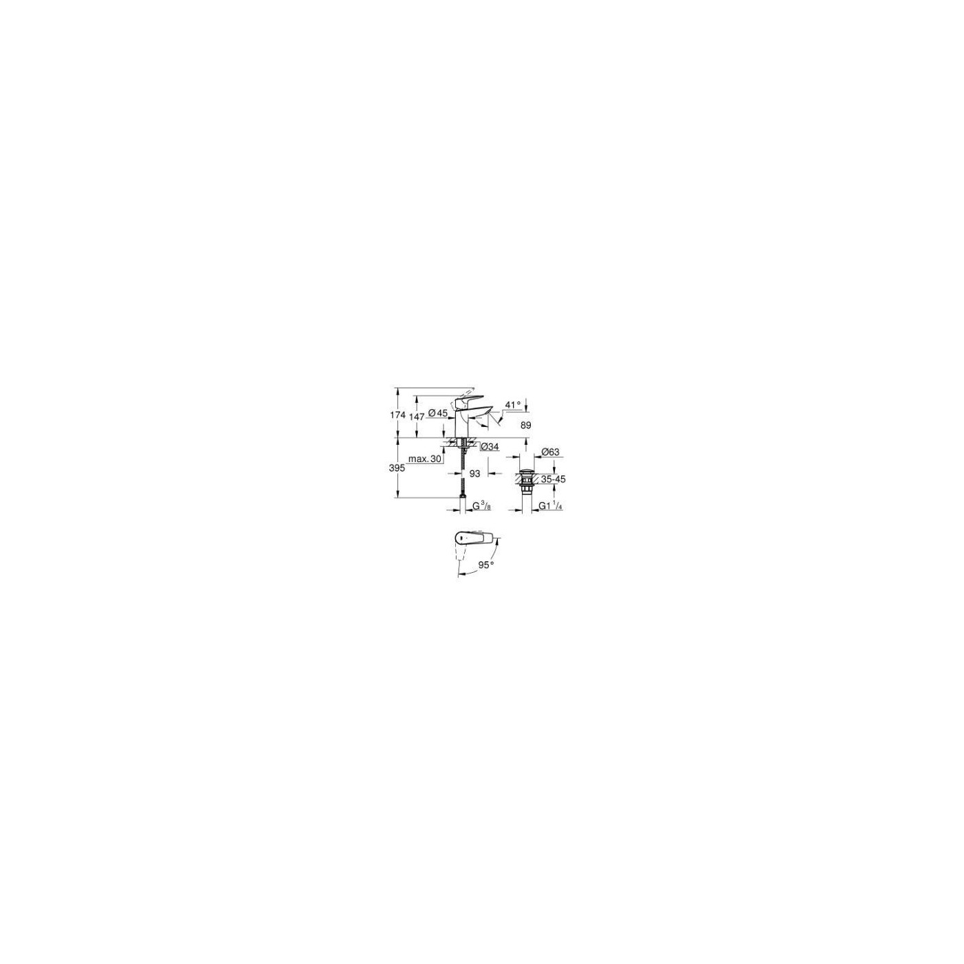 Bateria Umywalkowa Start Edge FastFixation Rozmiar S Chrom 23900001 Grohe Bateria Umywalkowa Start Edge FastFixation Rozmiar S Chrom 23900001 Grohe