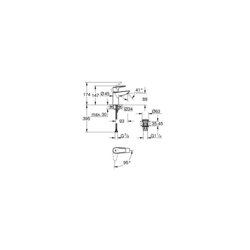 Bateria Umywalkowa Start Edge FastFixation Rozmiar S Chrom 23900001 Grohe Bateria Umywalkowa Start Edge FastFixation Rozmiar S Chrom 23900001 Grohe