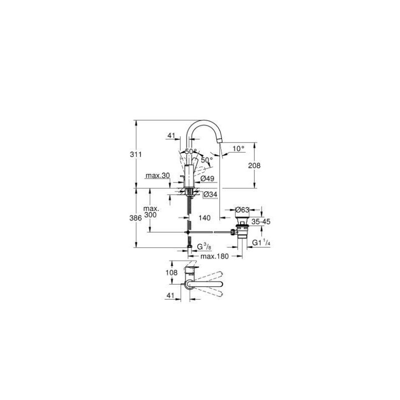 Bateria Umywalkowa Start Edge FastFixation Rozmiar L Chrom 24201001 Grohe Bateria Umywalkowa Start Edge FastFixation Rozmiar L Chrom 24201001 Grohe