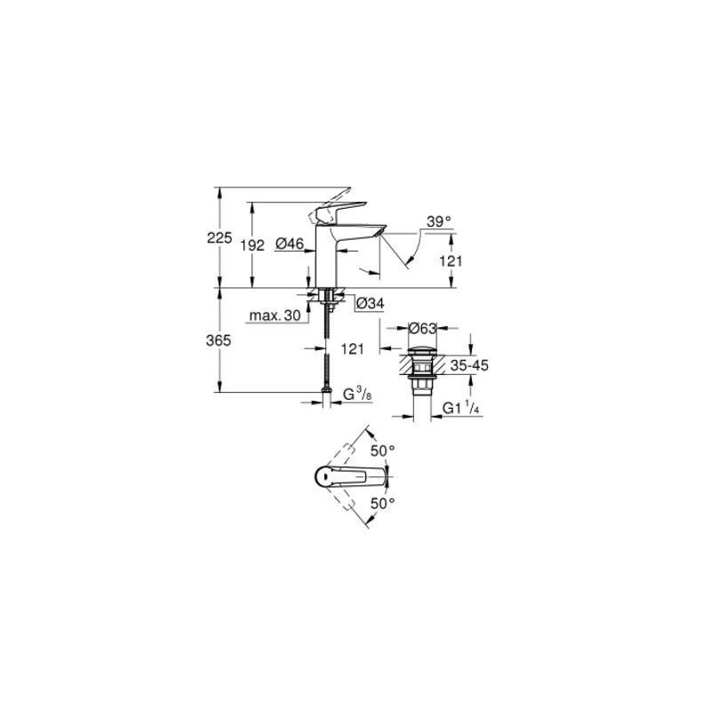 Bateria Umywalkowa Rozmiar M z Korkiem Klik-Klak Start FastFixation 24204002 Grohe Bateria Umywalkowa Rozmiar M z Korkiem Klik-Klak Start FastFixation 24204002 Grohe