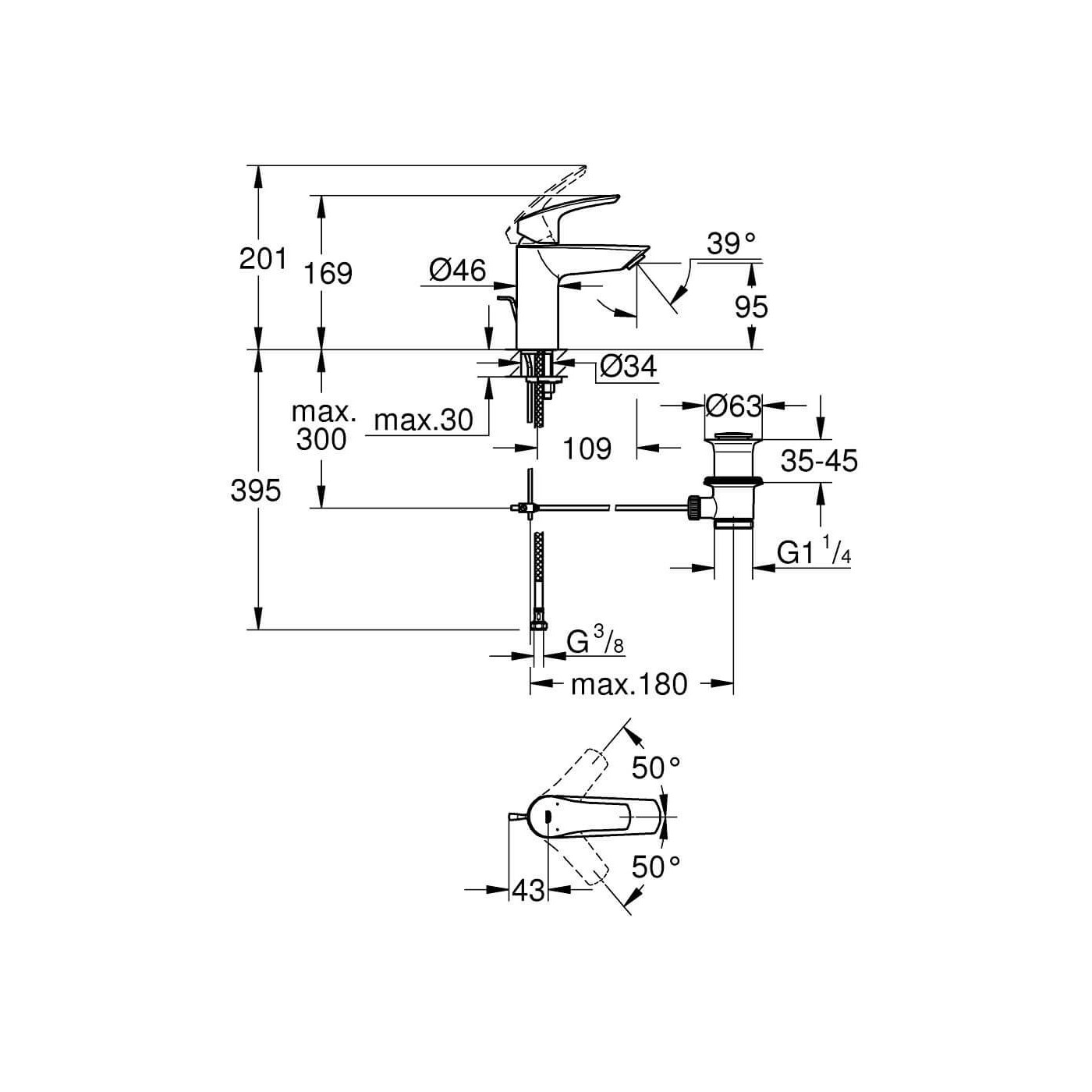 Bateria Umywalkowa Eurosmart 33265003 Grohe Bateria Umywalkowa Eurosmart 33265003 Grohe