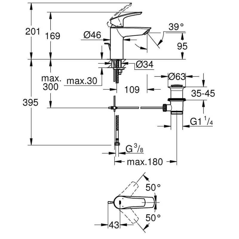 Bateria Umywalkowa Eurosmart 33265003 Grohe Bateria Umywalkowa Eurosmart 33265003 Grohe