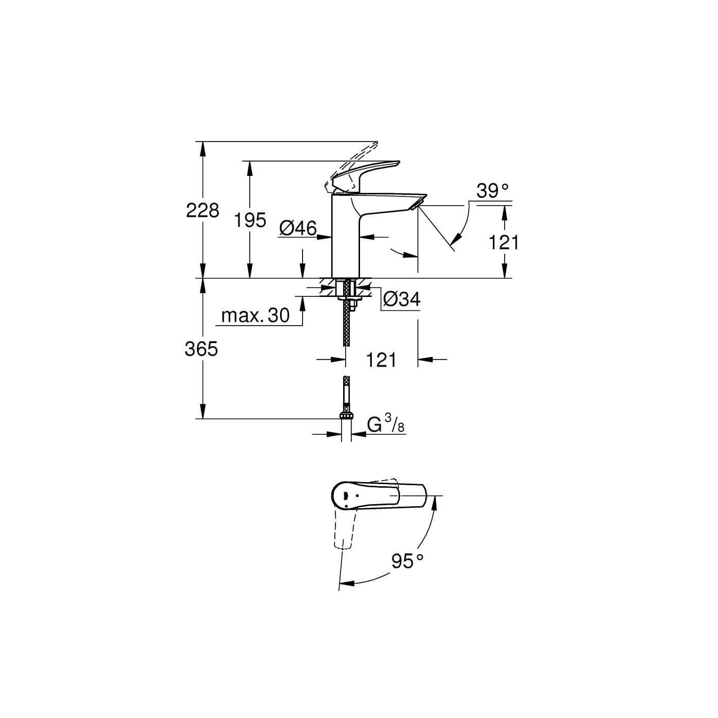 Bateria Umywalkowa Eurosmart 2339530E Grohe Bateria Umywalkowa Eurosmart 2339530E Grohe