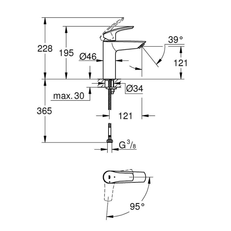 Bateria Umywalkowa Eurosmart 2339530E Grohe Bateria Umywalkowa Eurosmart 2339530E Grohe