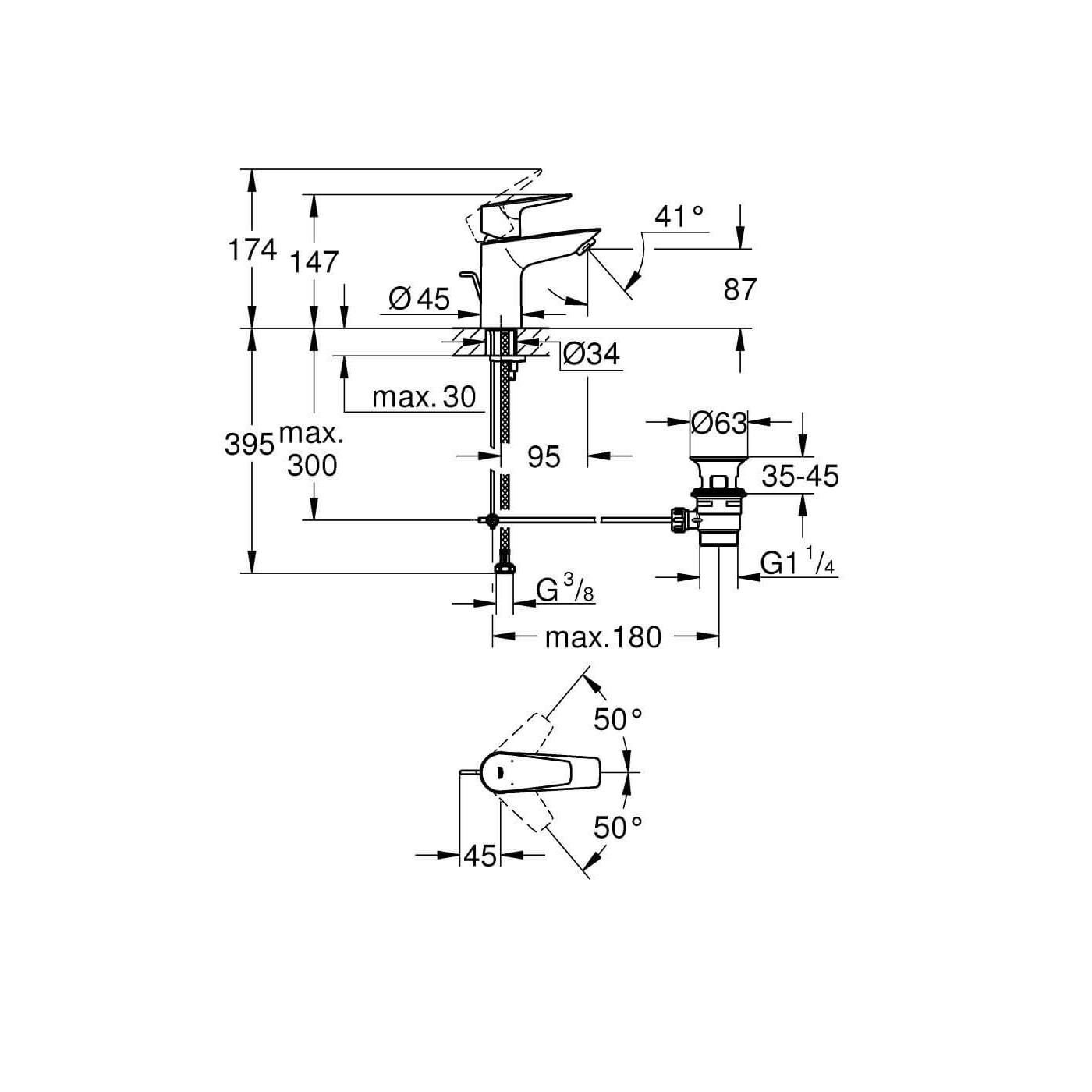 Bateria Umywalkowa Rozmiar S BauEdge 23894001 Grohe Bateria Umywalkowa Rozmiar S BauEdge 23894001 Grohe