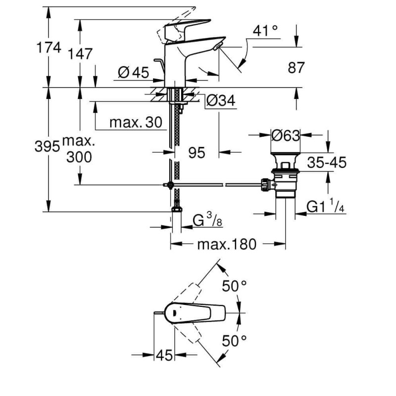 Bateria Umywalkowa Rozmiar S BauEdge 23894001 Grohe Bateria Umywalkowa Rozmiar S BauEdge 23894001 Grohe