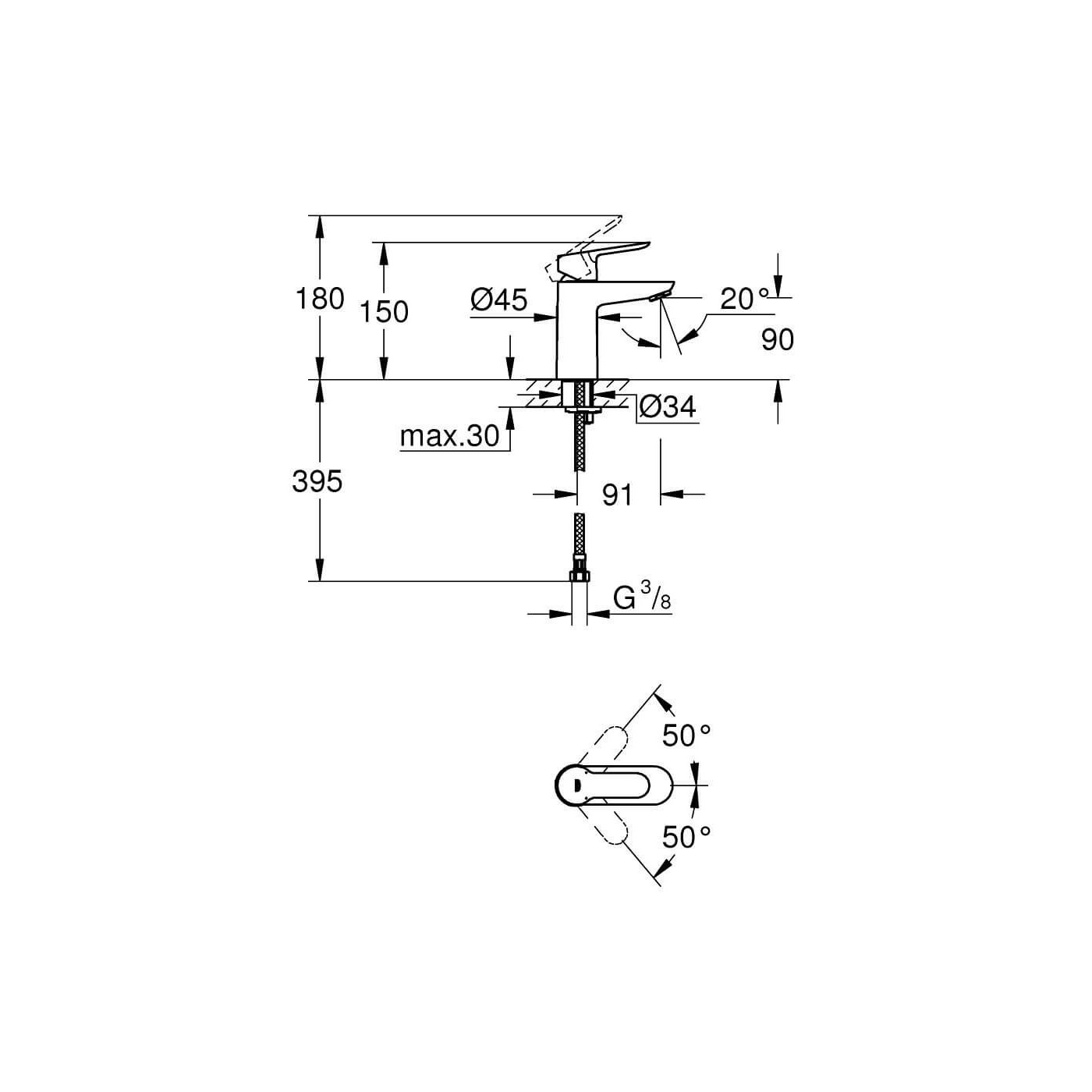 Bateria Umywalkowa Rozmiar S BauEdge 23330000 Grohe Bateria Umywalkowa Rozmiar S BauEdge 23330000 Grohe