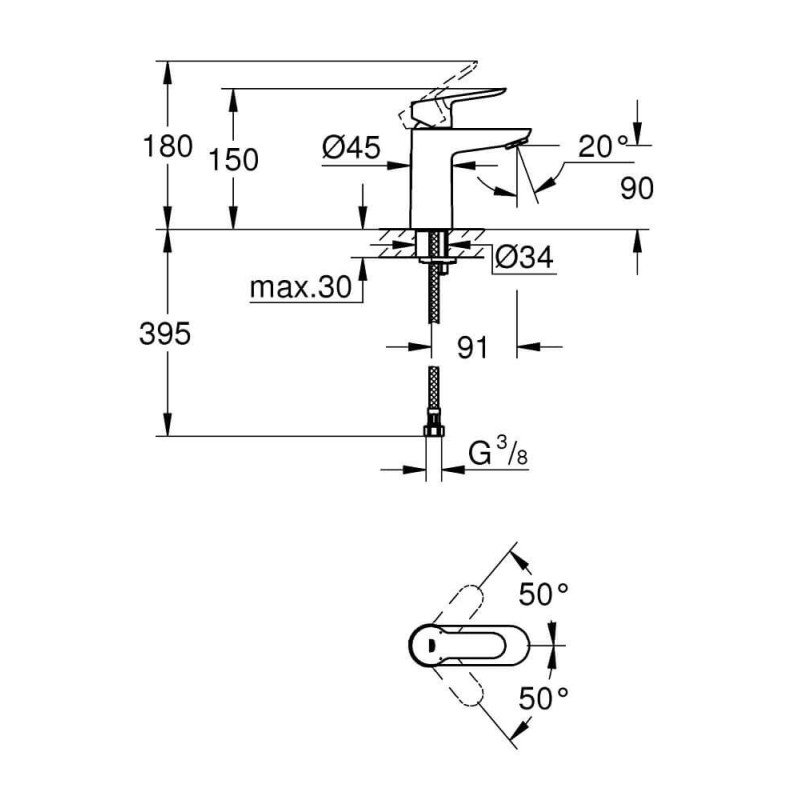 Bateria Umywalkowa Rozmiar S BauEdge 23330000 Grohe Bateria Umywalkowa Rozmiar S BauEdge 23330000 Grohe
