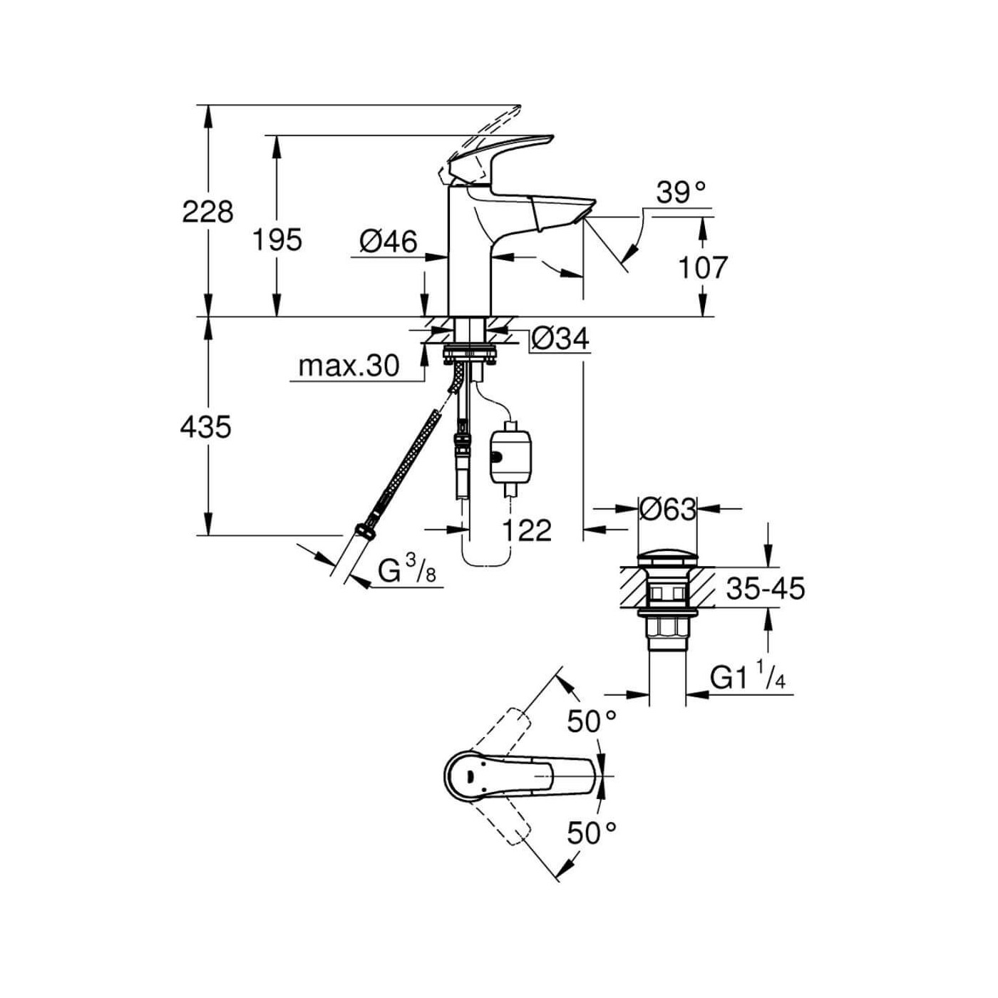 Bateria Umywalkowa Eurosmart Rozmiar M 23976003 Grohe Bateria Umywalkowa Eurosmart Rozmiar M 23976003 Grohe