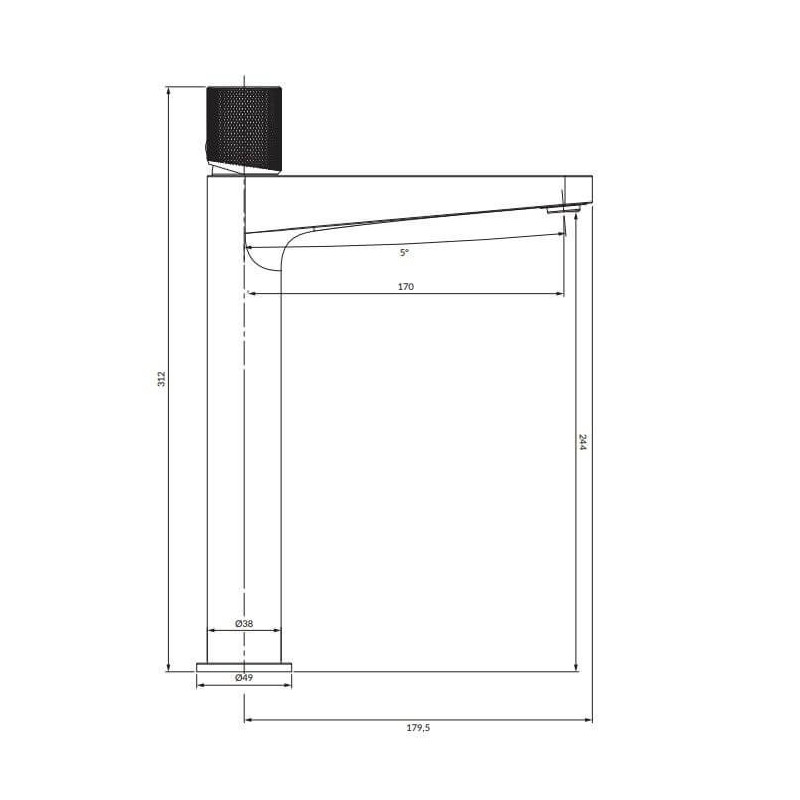 Bateria Umywalkowa Stojąca Contour Antracyt CT8012AT Omnires Bateria Umywalkowa Stojąca Contour Antracyt CT8012AT Omnires