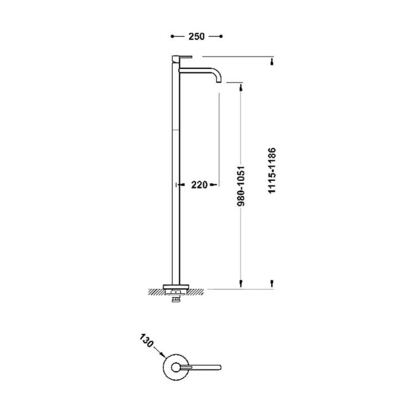 Bateria Umywalkowa Podłogowa Study Różowe Złoto 26285305OP Tres Bateria Umywalkowa Podłogowa Study Różowe Złoto 26285305OP Tres