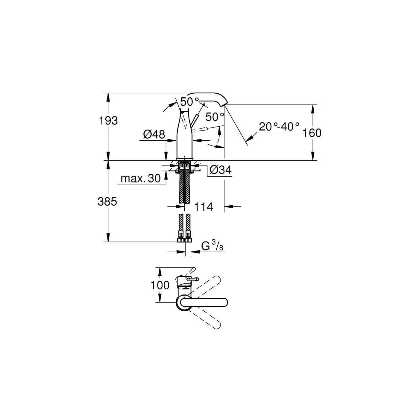 Bateria Umywalkowa Essence M Phantom Black 24176KF1 Grohe Bateria Umywalkowa Essence M Phantom Black 24176KF1 Grohe