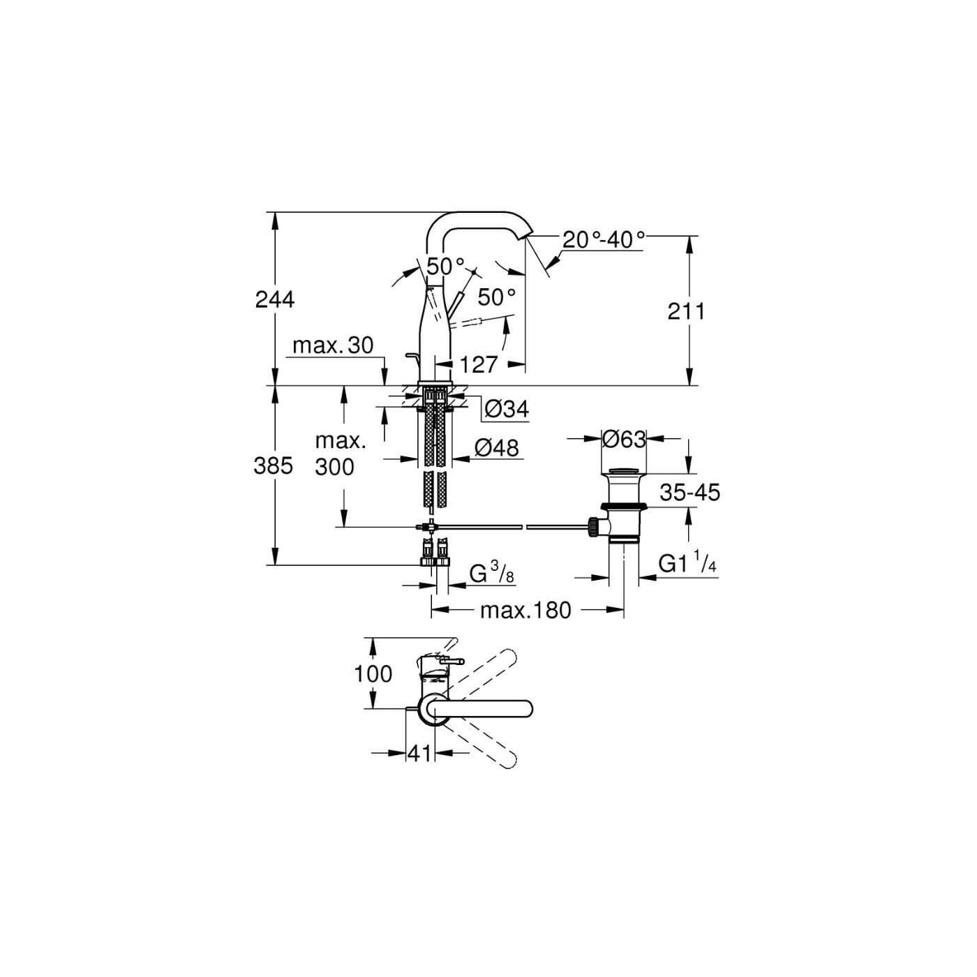 Bateria Umywalkowa Rozmiar L Essence 24174DL1 Grohe Bateria Umywalkowa Rozmiar L Essence 24174DL1 Grohe
