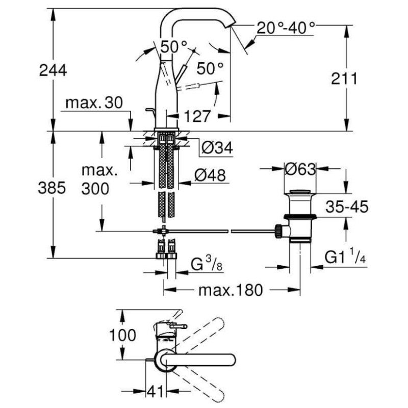 Bateria Umywalkowa Rozmiar L Essence 24174DL1 Grohe Bateria Umywalkowa Rozmiar L Essence 24174DL1 Grohe