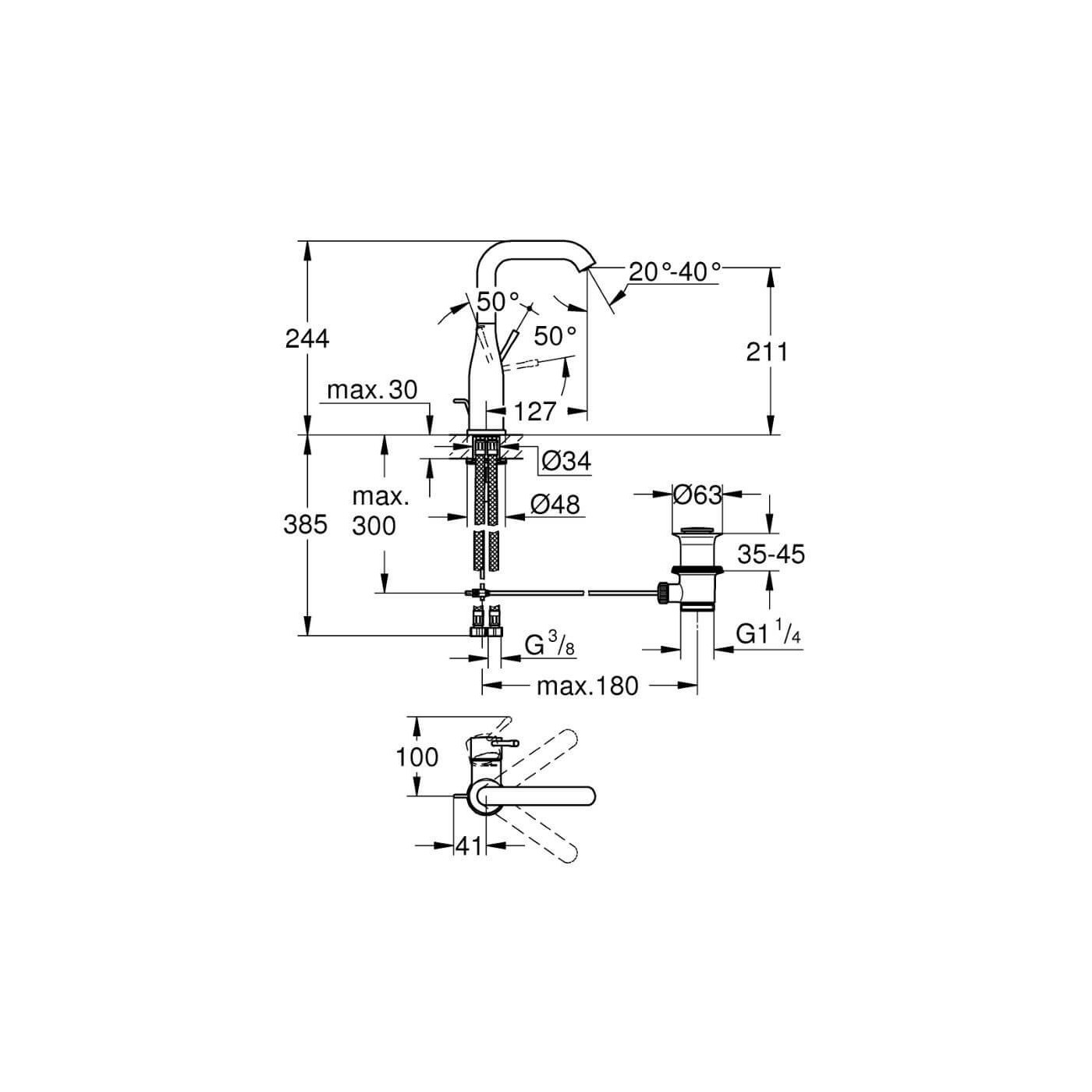 Bateria Umywalkowa Rozmiar L Essence 24174GN1 Grohe Bateria Umywalkowa Rozmiar L Essence 24174GN1 Grohe