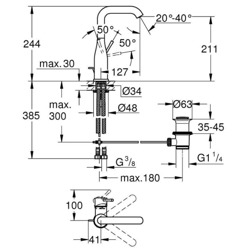 Bateria Umywalkowa Rozmiar L Essence 24174GN1 Grohe Bateria Umywalkowa Rozmiar L Essence 24174GN1 Grohe