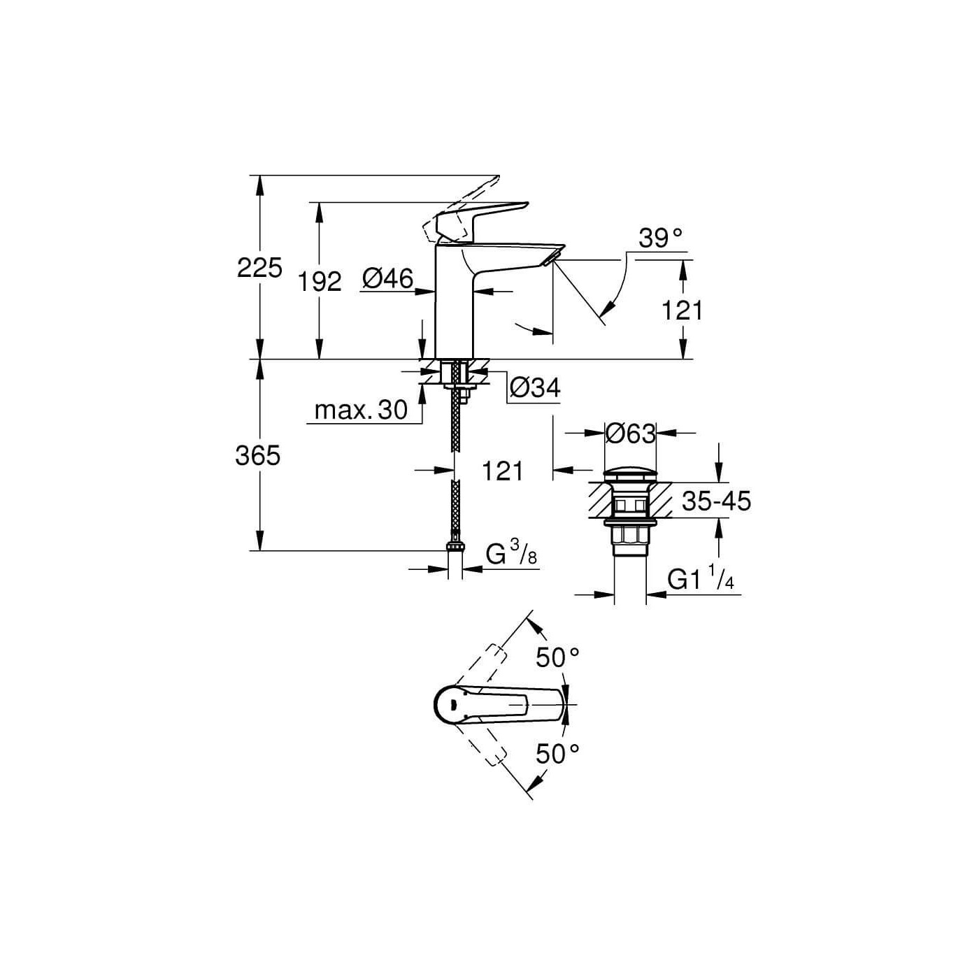 Bateria Umywalkowa Rozmiar M Start Czarny Mat 235752432 Grohe Bateria Umywalkowa Rozmiar M Start Czarny Mat 235752432 Grohe