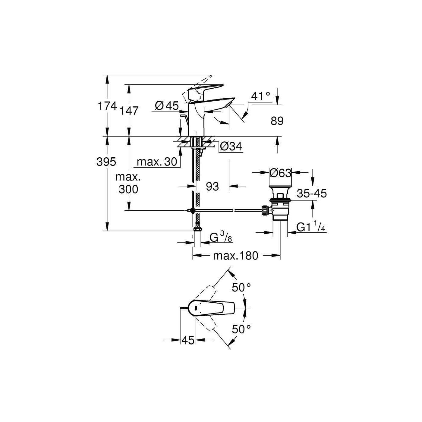 Bateria Umywalkowa Bauedege 23328001 Grohe Bateria Umywalkowa Bauedege 23328001 Grohe