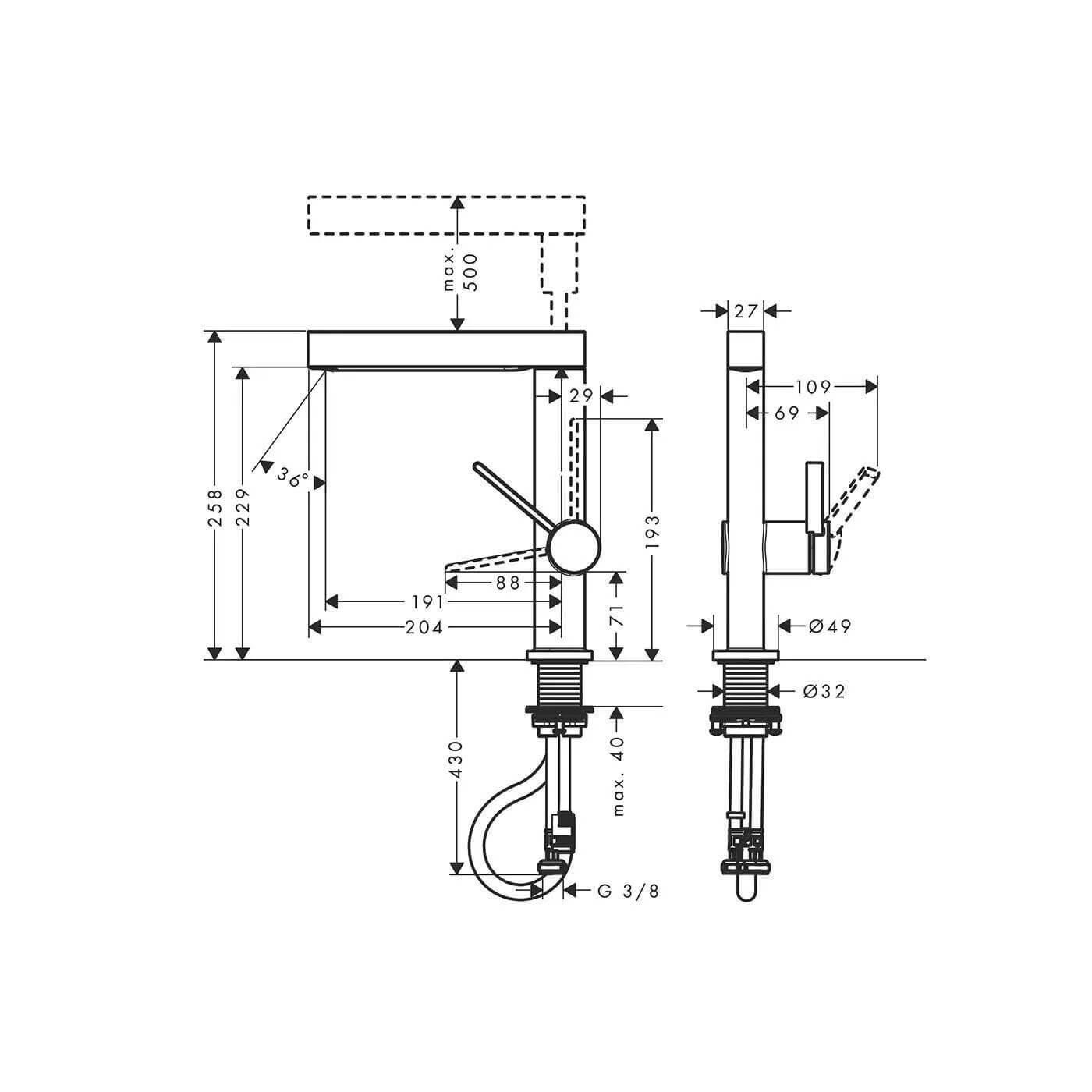 Bateria Umywalkowa Finoris 76063000 Hansgrohe Bateria Umywalkowa Finoris 76063000 Hansgrohe