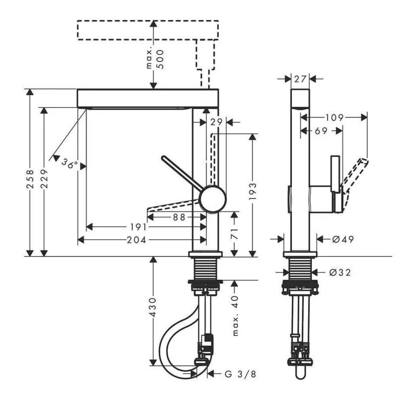 Bateria Umywalkowa Finoris 76063000 Hansgrohe Bateria Umywalkowa Finoris 76063000 Hansgrohe
