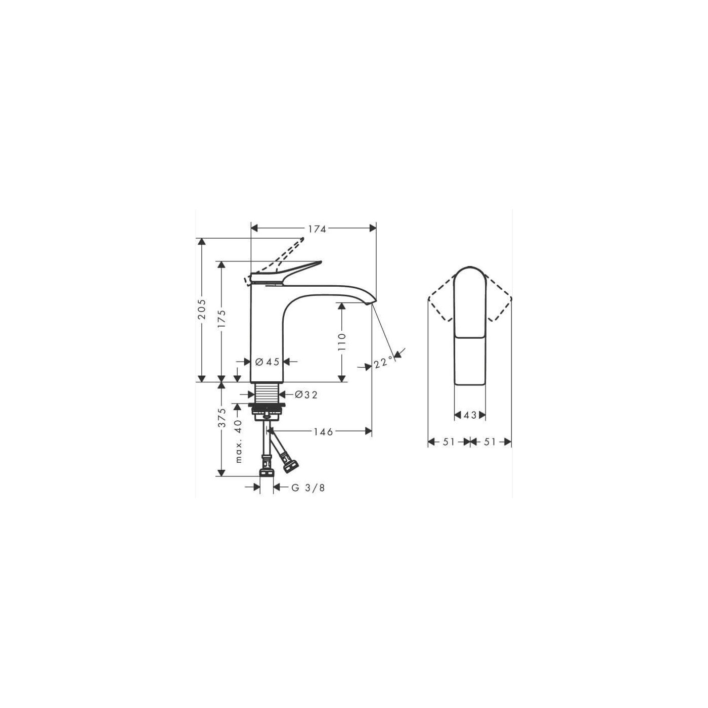 Bateria Umywalkowa Vivenis 75022000 Hansgrohe Bateria Umywalkowa Vivenis 75022000 Hansgrohe