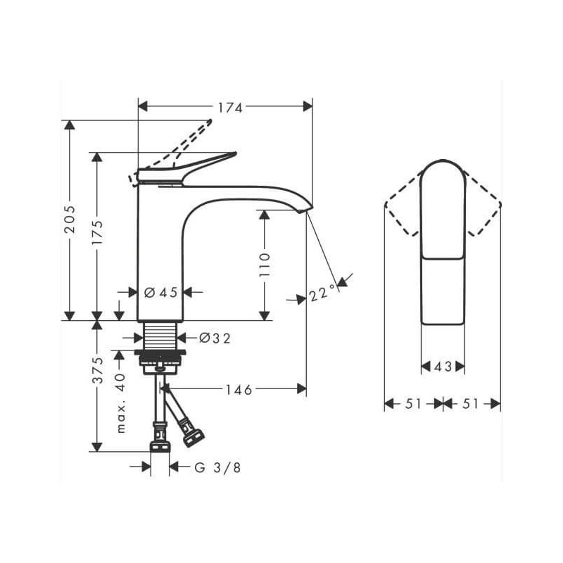 Bateria Umywalkowa Vivenis 75022000 Hansgrohe Bateria Umywalkowa Vivenis 75022000 Hansgrohe