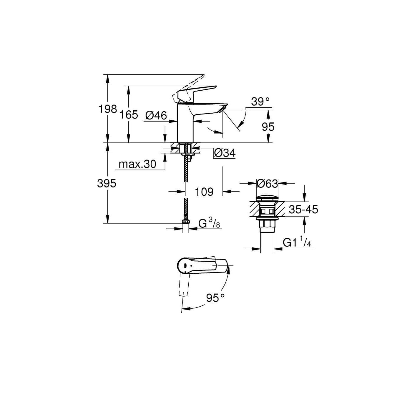 Bateria Umywalkowa Start Matte Black Rozmiar S 235512432 Grohe Bateria Umywalkowa Start Matte Black Rozmiar S 235512432 Grohe