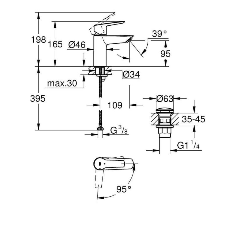 Bateria Umywalkowa Start Matte Black Rozmiar S 235512432 Grohe Bateria Umywalkowa Start Matte Black Rozmiar S 235512432 Grohe