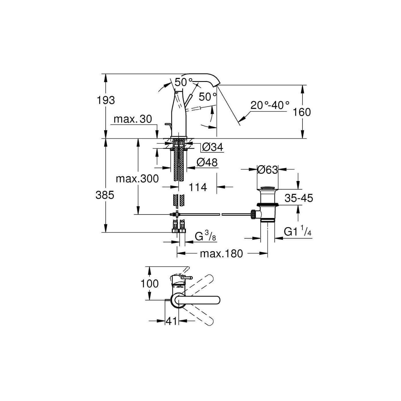 Bateria Umywalkowa Essence M Brushed Hard Graphite 24173AL1 Grohe Bateria Umywalkowa Essence M Brushed Hard Graphite 24173AL1 Grohe