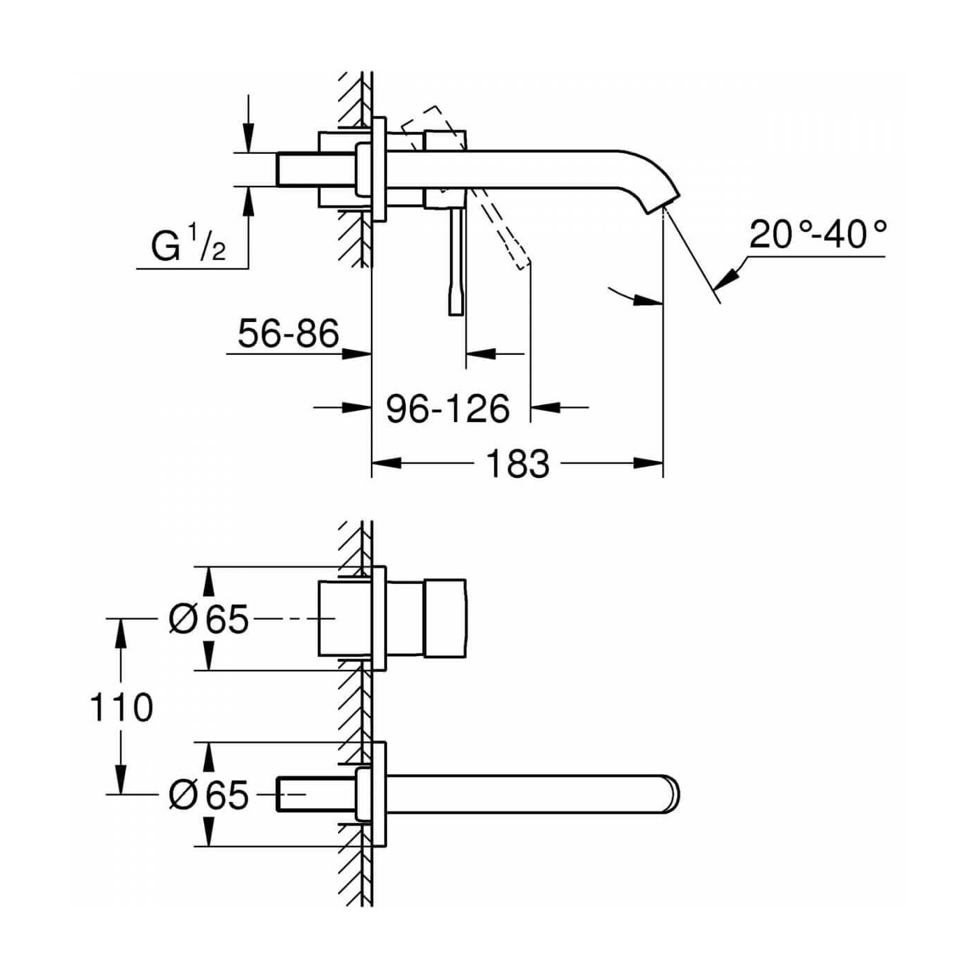 Bateria Umywalkowa Podtynkowa 2-otworowa Essence 29192001 Grohe Bateria Umywalkowa Podtynkowa 2-otworowa Essence 29192001 Grohe