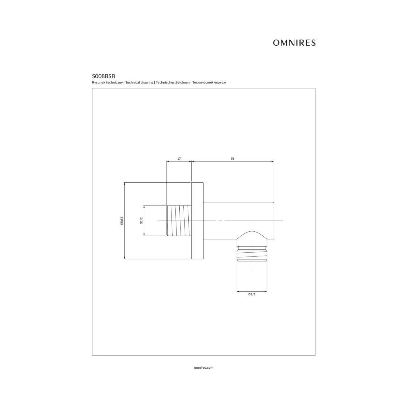 Przyłącze Kątowe Y Mosiądz Szczotkowany S008BSB Omnires Przyłącze Kątowe Y Mosiądz Szczotkowany S008BSB Omnires