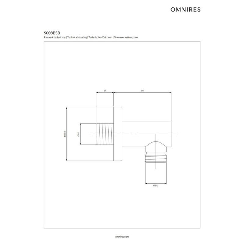 Przyłącze Kątowe Y Mosiądz Szczotkowany S008BSB Omnires Przyłącze Kątowe Y Mosiądz Szczotkowany S008BSB Omnires