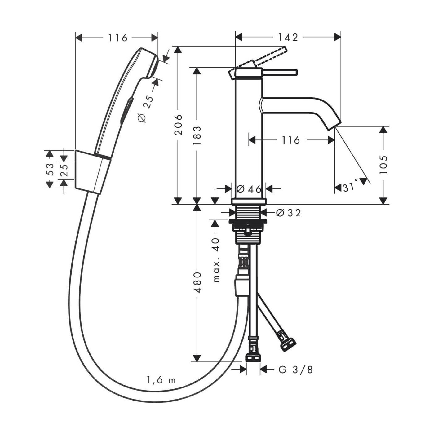 Bateria Umywalkowa Tecturis S Z Główką Bidette Chrom 73211000 Hansgrohe Bateria Umywalkowa Tecturis S Z Główką Bidette Chrom 73211000 Hansgrohe