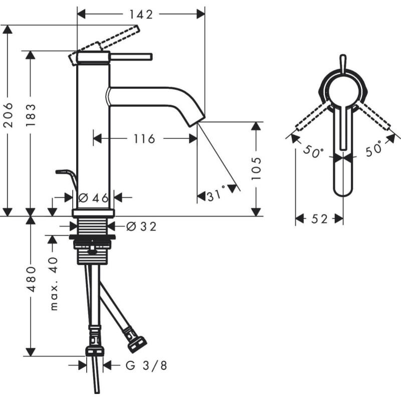 Bateria Umywalkowa Tecturis S Chrom 73310000 Hansgrohe Bateria Umywalkowa Tecturis S Chrom 73310000 Hansgrohe