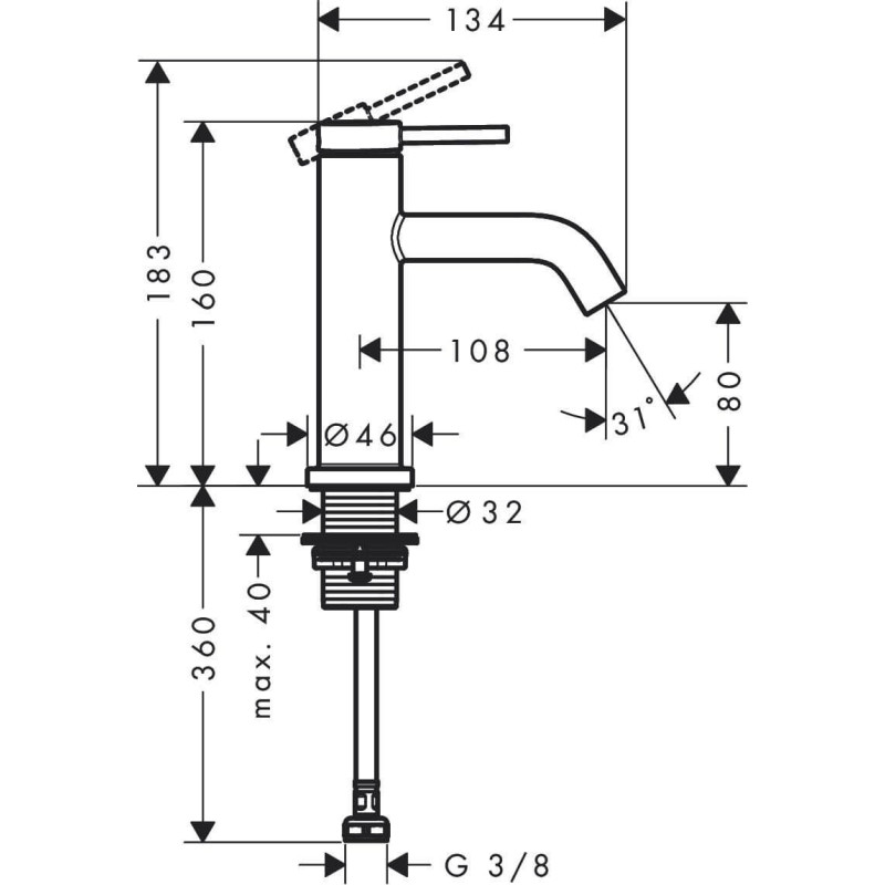 Bateria Umywalkowa Tecturis S Brąz Szczotkowany 73313140 Hansgrohe Bateria Umywalkowa Tecturis S Brąz Szczotkowany 73313140 Hansgrohe