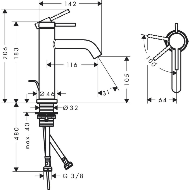 Bateria Umywalkowa Tecturis S Coolstart Biały Mat 73314700 Hansgrohe Bateria Umywalkowa Tecturis S Coolstart Biały Mat 73314700 Hansgrohe