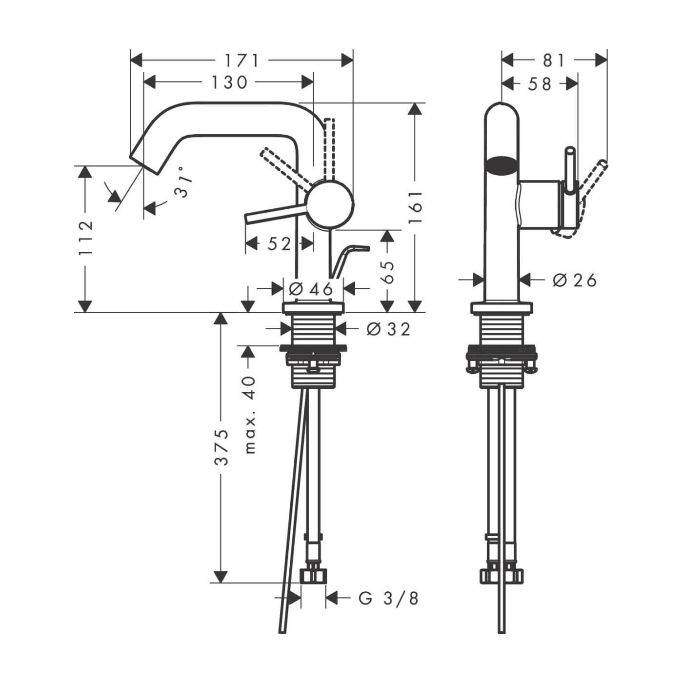 Bateria Umywalkowa Tecturis S Czarny Mat 73323670 Hansgrohe Bateria Umywalkowa Tecturis S Czarny Mat 73323670 Hansgrohe