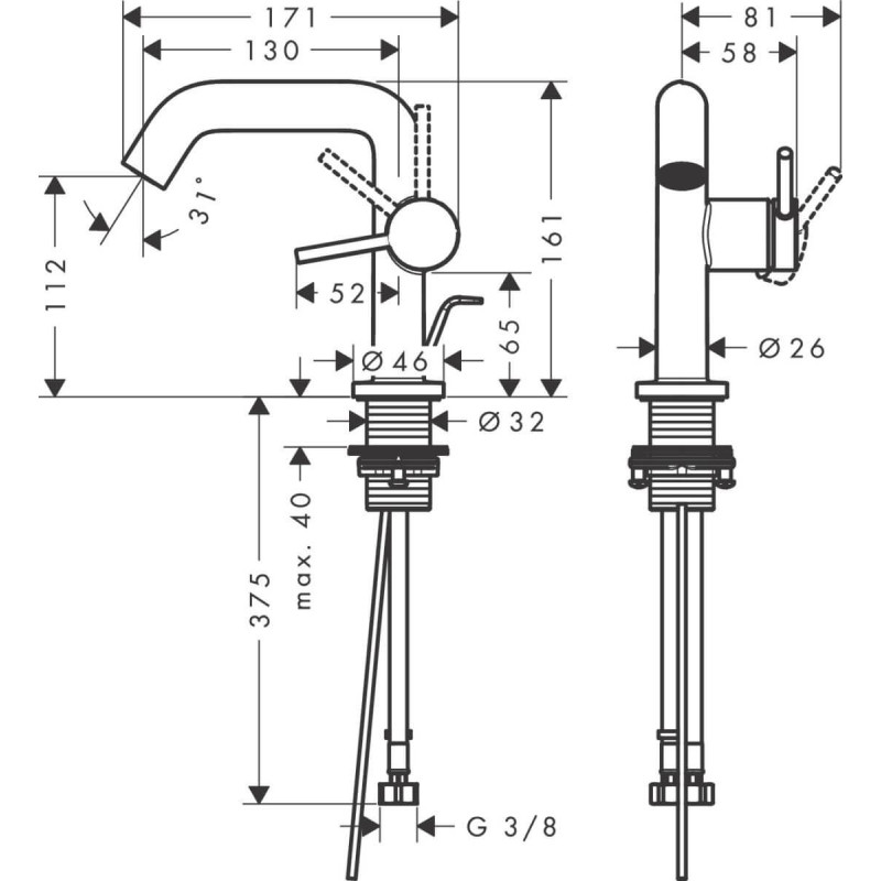 Bateria Umywalkowa Tecturis S Biały Mat 73323700 Hansgrohe Bateria Umywalkowa Tecturis S Biały Mat 73323700 Hansgrohe