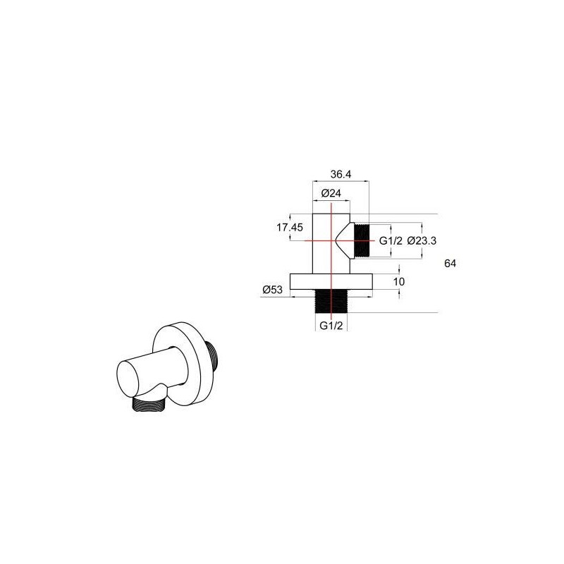 Przyłącze Kątowe Miedź Szczotkowana 04085RGN Emporia Przyłącze Kątowe Miedź Szczotkowana 04085RGN Emporia