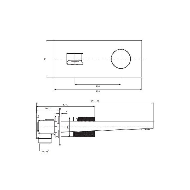Bateria Umywalkowa Podtynkowa Contour Miedź Szczotkowana CT8015CPB Omnires Bateria Umywalkowa Podtynkowa Contour Miedź Szczotkowana CT8015CPB Omnires