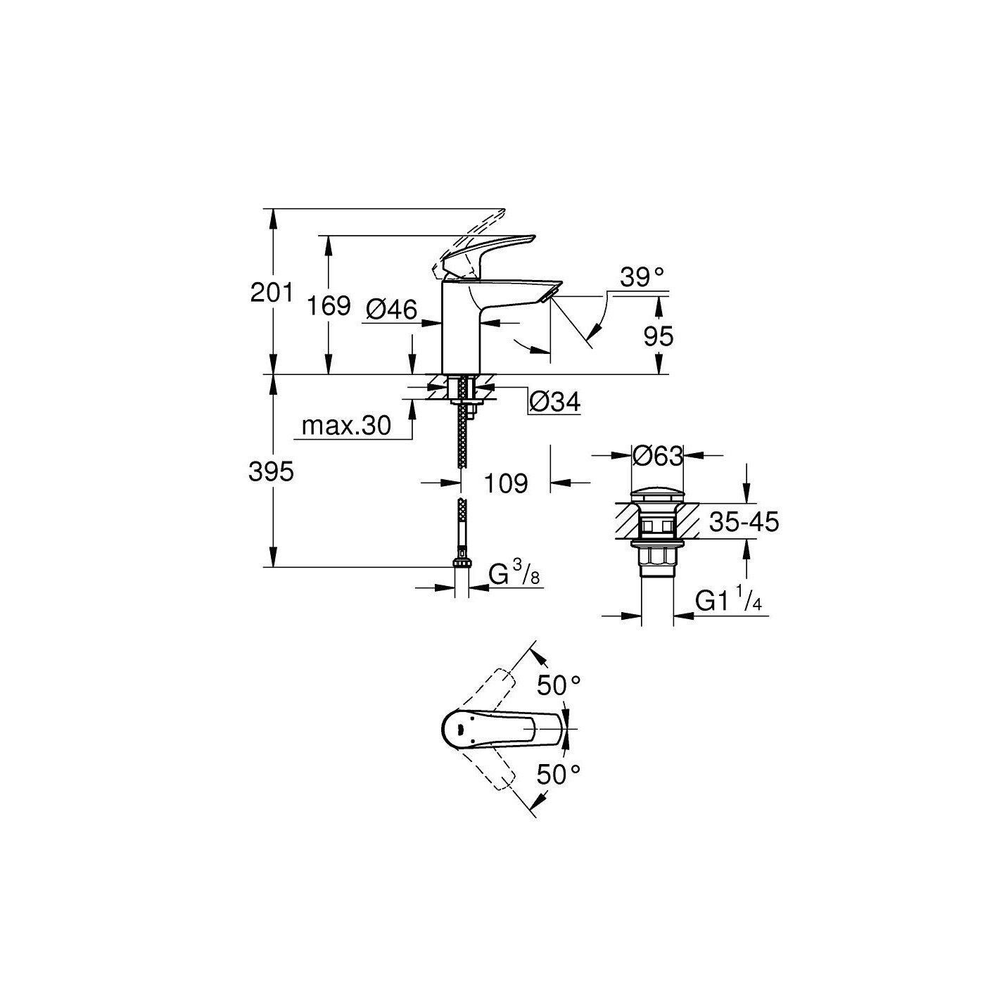 Bateria Umywalkowa Eurosmart Professional S Matte Black 239222433 Grohe Bateria Umywalkowa Eurosmart Professional S Matte Black 239222433 Grohe