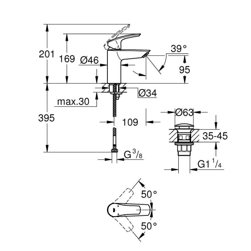 Bateria Umywalkowa Eurosmart Professional S Matte Black 239222433 Grohe Bateria Umywalkowa Eurosmart Professional S Matte Black 239222433 Grohe