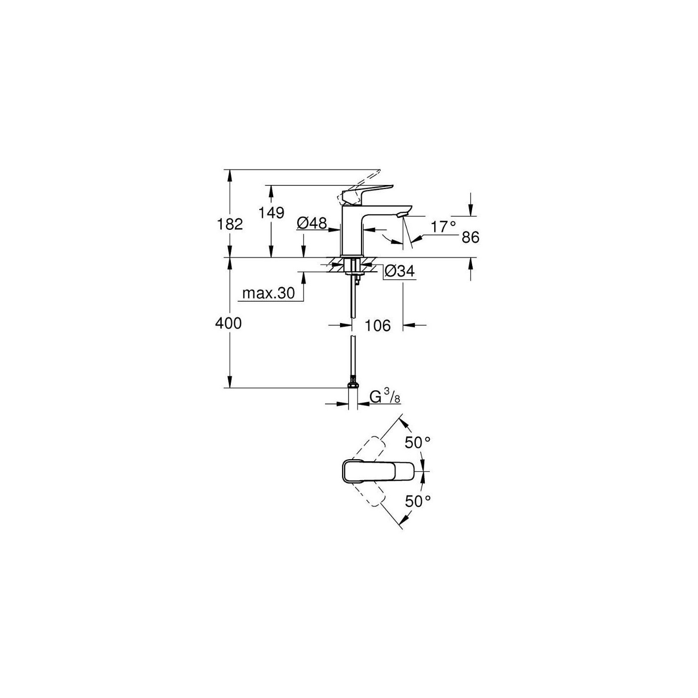 Bateria Umywalkowa Rozmiar S Cubeo 1016990000 Grohe Bateria Umywalkowa Rozmiar S Cubeo 1016990000 Grohe
