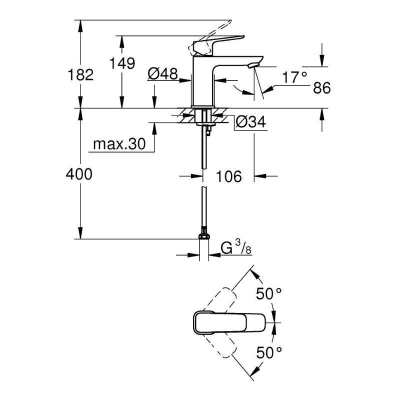 Bateria Umywalkowa Rozmiar S Cubeo 1016990000 Grohe Bateria Umywalkowa Rozmiar S Cubeo 1016990000 Grohe