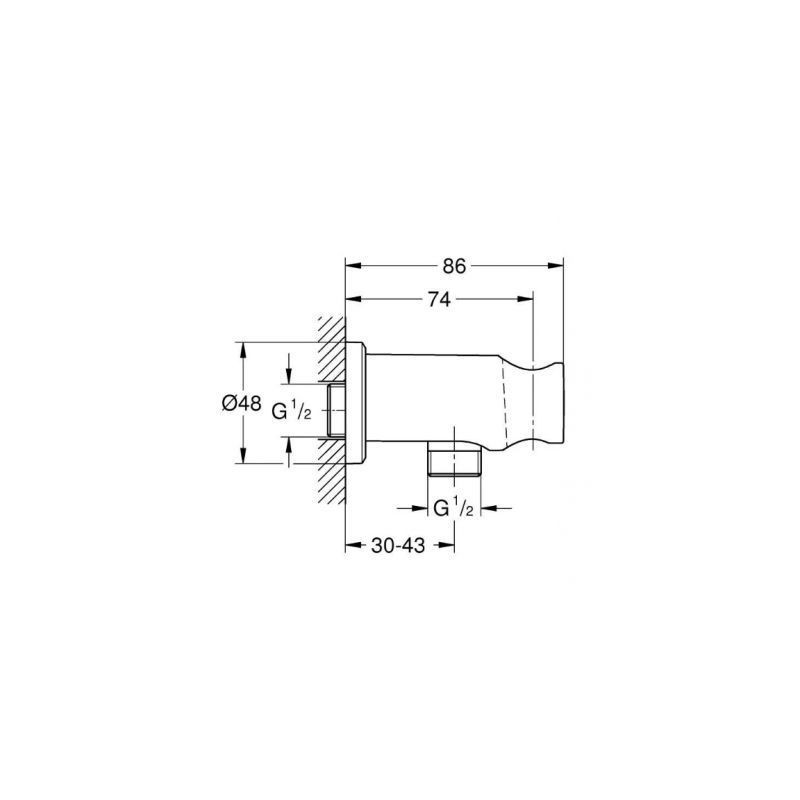 Przyłącze Kątowe Rainshower Brushed Hard Graphite 26658AL0 Grohe Przyłącze Kątowe Rainshower Brushed Hard Graphite 26658AL0 Grohe