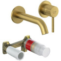 Zestaw Bateria Umywalkowa Ścienna + Element Podtynkowy Złoty Szczotkowany 38244N076+38243 Kludi Zestaw Bateria Umywalkowa Ścienna + Element Podtynkowy Złoty Szczotkowany 38244N076+38243 Kludi