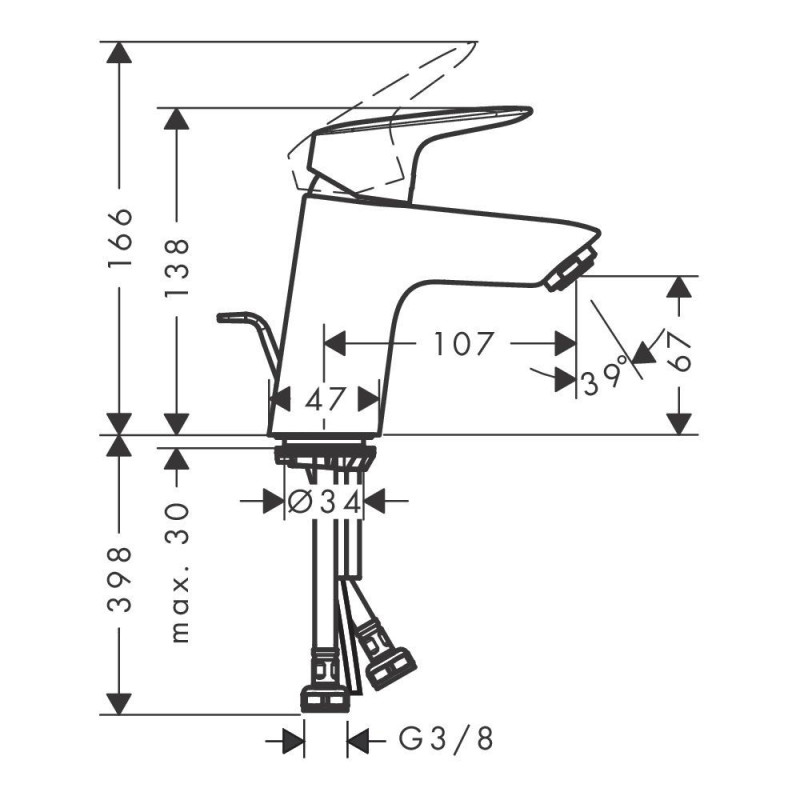 Bateria Umywalkowa 70 Z Kompletem Odpływowym Z Cięgłem Logis 71070670 Hansgrohe Bateria Umywalkowa 70 Z Kompletem Odpływowym Z Cięgłem Logis 71070670 Hansgrohe
