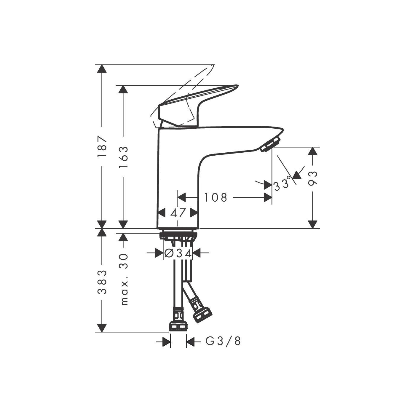 Bateria Umywalkowa 100 Z Kompletem Odpływowym Push-Open Logis 71107670 Hansgrohe Bateria Umywalkowa 100 Z Kompletem Odpływowym Push-Open Logis 71107670 Hansgrohe